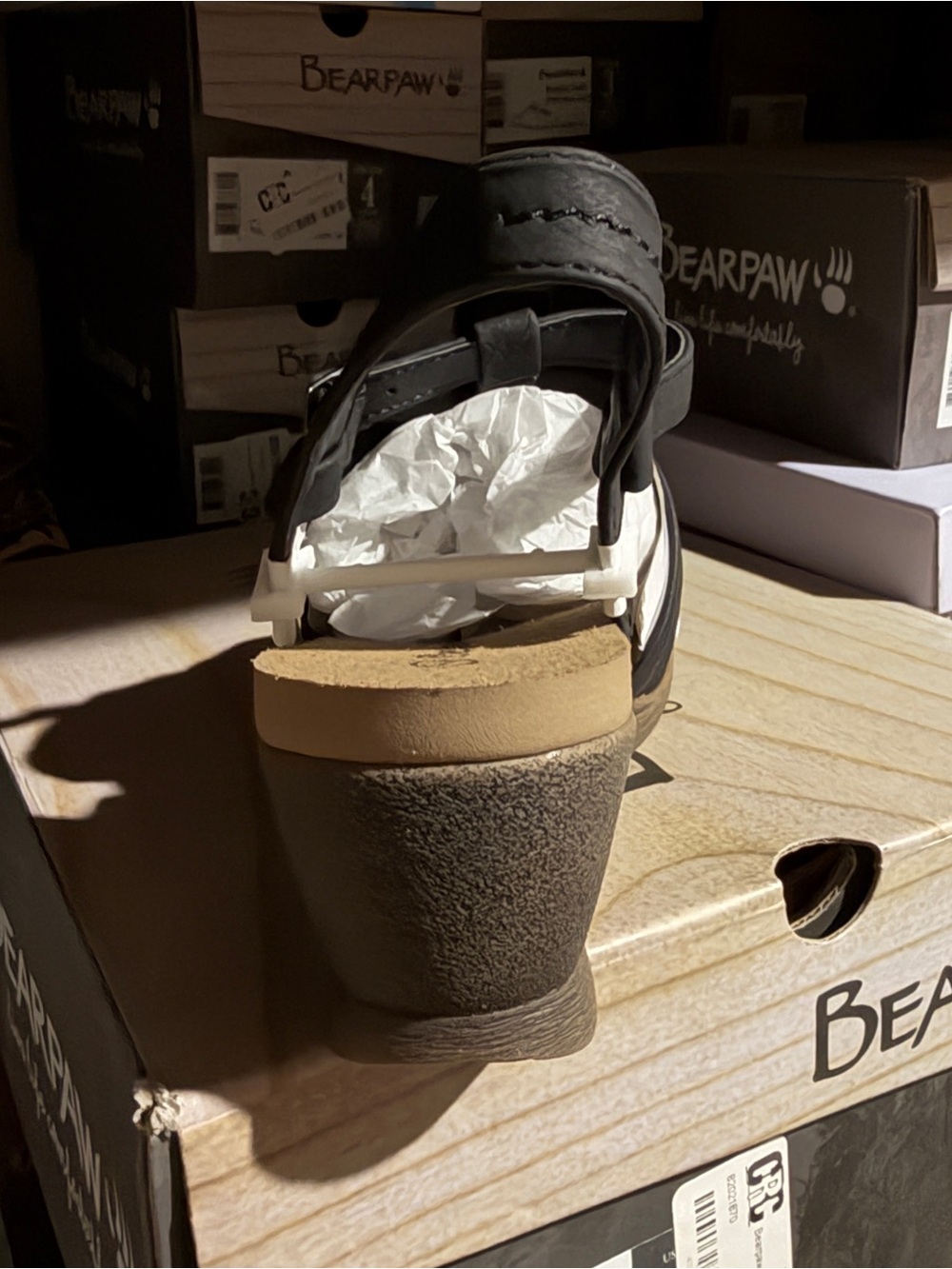 New! BearPaw Black Wedge Sandal size 7 - Picture 4 of 6